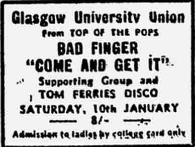 University Union Bar Advert 1970